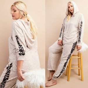 Wild Dreams Leopard Stripe Loungewear Top Plus